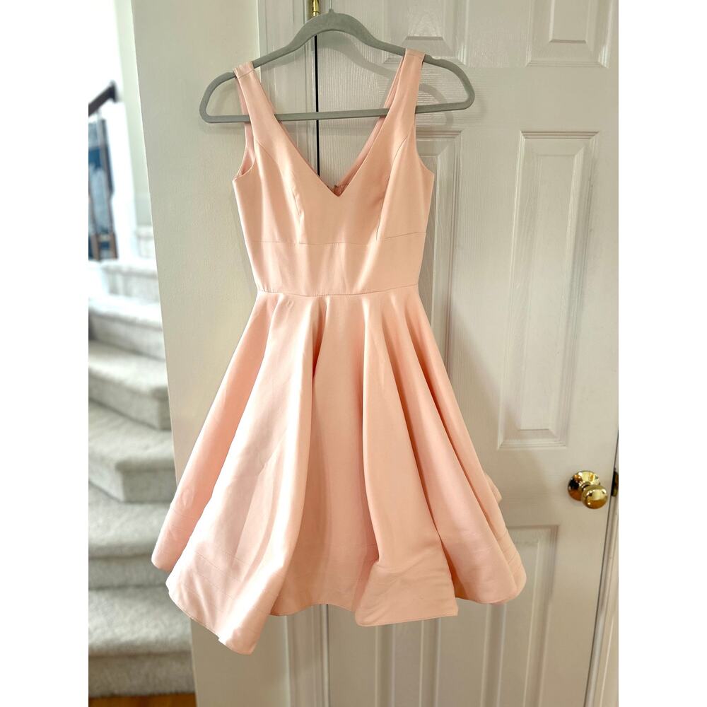 Ieena for Mac Duggal Warm Pale Pink Fit Flare A-line Knee Length Cocktail Dress